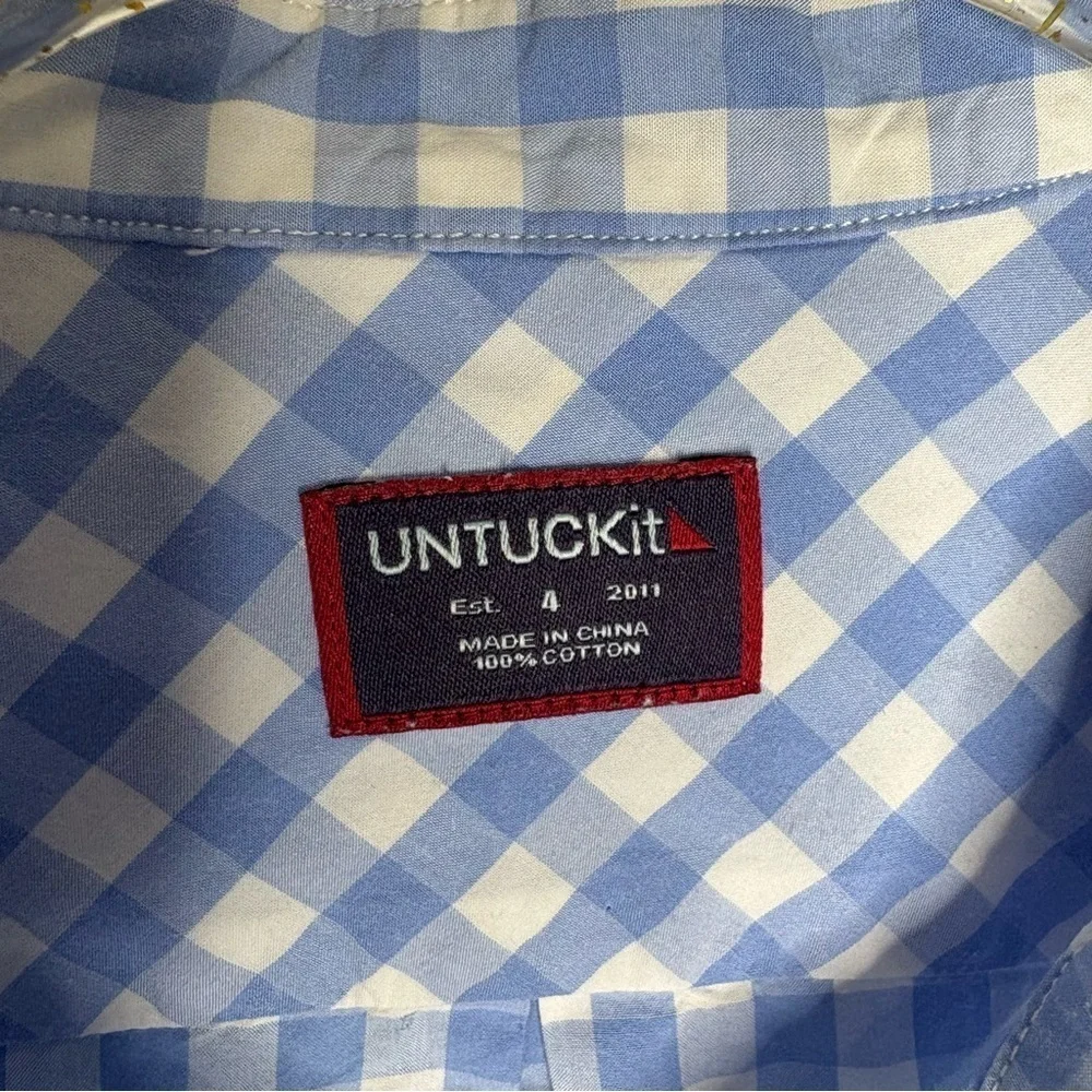 UNTUCKit Aria Light Blue & White Gingham Button-Up Women Top Career Work Size 4 - Picture 5 of 11